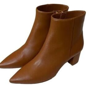 L'AGENCE Cognac Pointed Toe Leather Ankle Booties.  Were 595.-